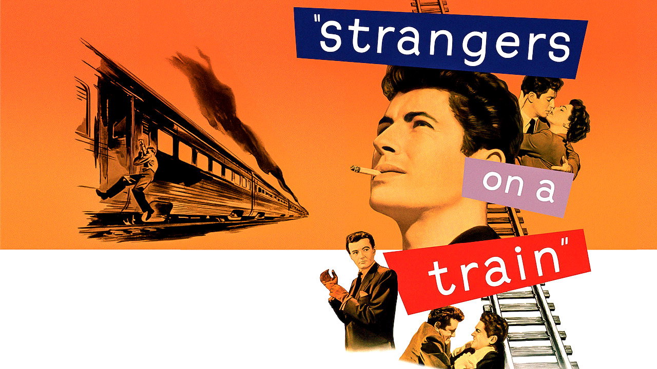 Cartel de la película Extraños en un tren (1951) de Alfred Hitchcock